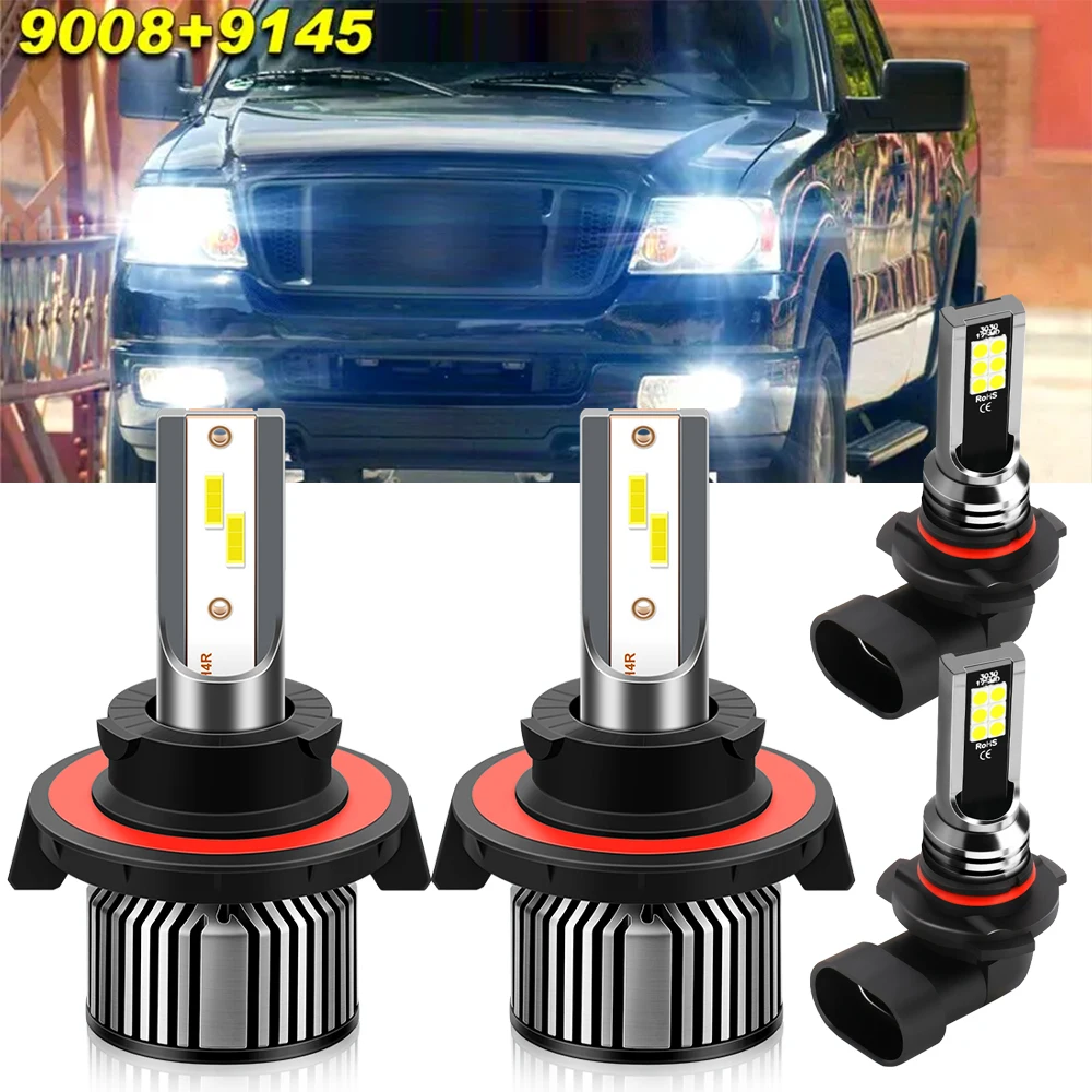 For 2004-2014 Ford F-150 F150 2013 2012 2011 2010 2009 2008 LED Headlights 9008 H13 Fog Bulbs 9145 6000K Plug&Play 120W 20000LM