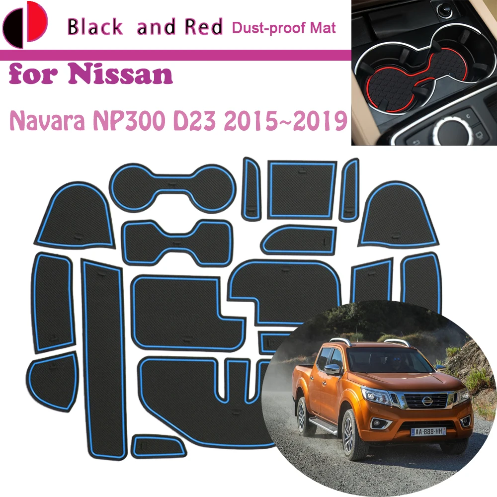 

Rubber Door Groove Mat for Nissan Navara NP300 D23 2015~2019 2016 Cushion Gate Storage Slot Coaster Dust-proof Car Sticke Rug