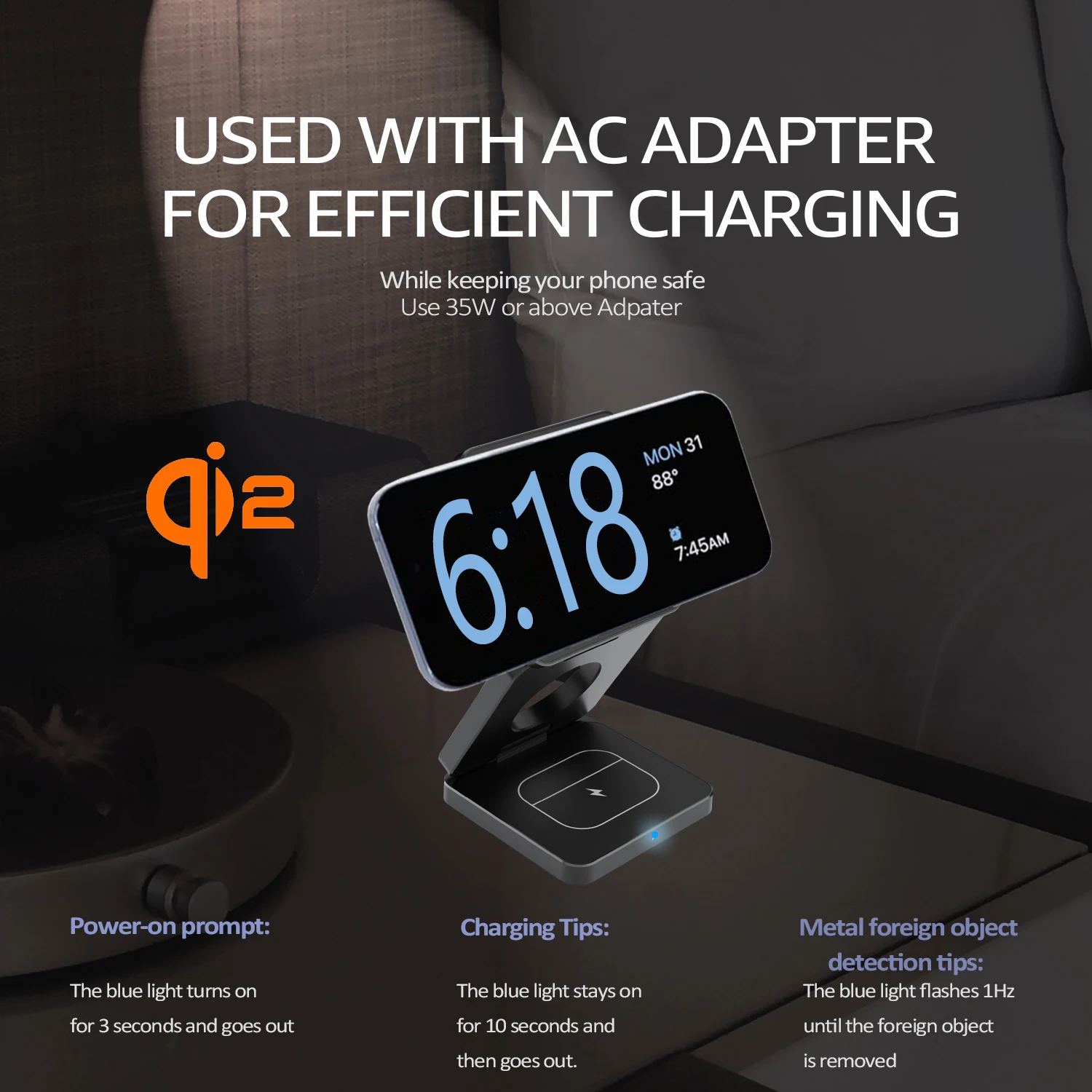 2024 New Qi2 Wireless Charger 3-in-1 Fast Charging Station Stand Folding Holder for iPhone 16 15 14 Pro Max Airpods Apple Watch