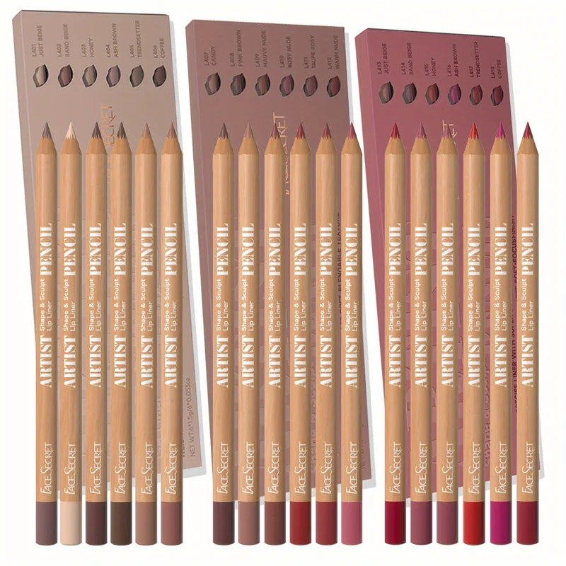 6pcs Velvet Matte Lip Liner Pencil Set - Water-resistant, Ultra-Fine, Long-Lasting, Smooth for All Skin Tones, Brown Mixed Color