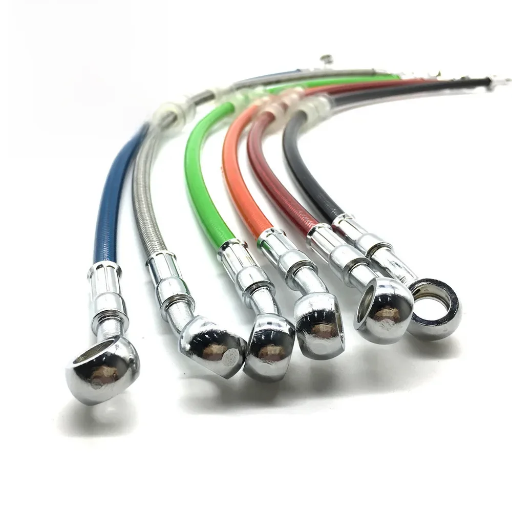 Zabrudzenia motocyklowe rower splatana linka hamulcowa przewód giętki stalowy kabel hamulcowy hydrauliczna rura Banjo 400mm-1500mm do motocykli Universal Racing — zdjęcie 2