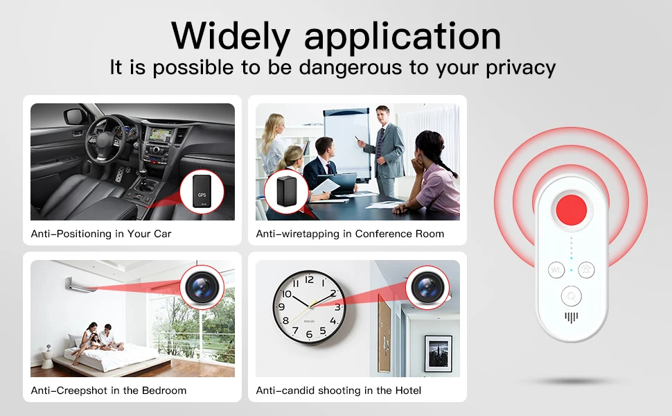 Hidden Camera Detector - 2025 Portable Camera Finder, GPS Tracker Detector, RF Wireless Signal Scanner for Office, Hotels, Cars,