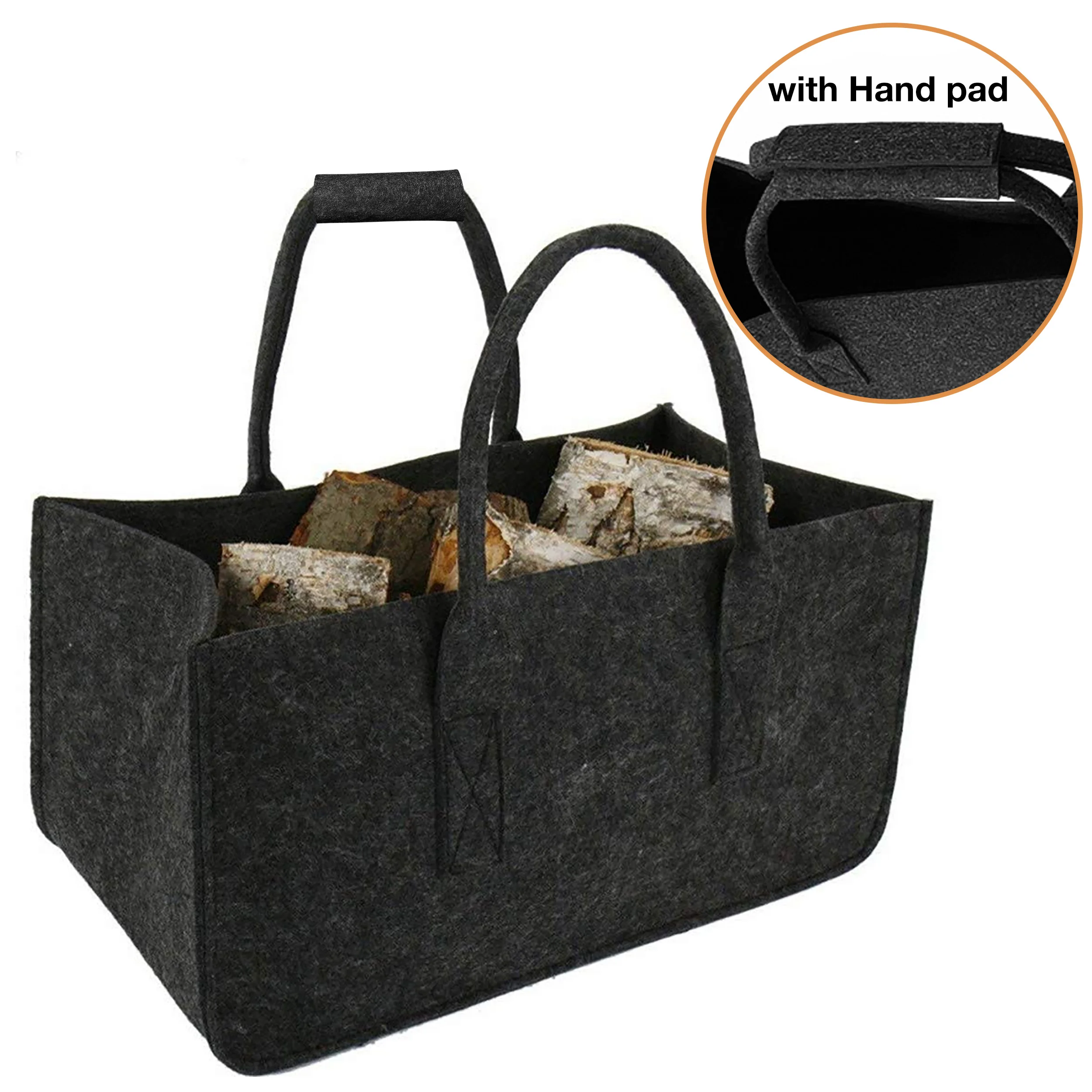 Firewood Carrier Log Tote Bag Fireplace Log Carrier Holders Woodpile Rack Fire Wood Carrying Felt Storage Bag Shopping Handbag