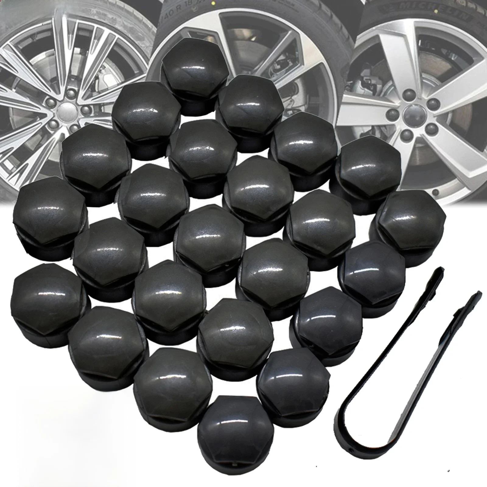 24x bouchons d'écrou de roue de voiture, accessoires, vis de moyeu de pneu automobile, Protection antirouille, boulons de véhicule, couvercle de goujons noir pour Audi A4 A6 Q3 Q5