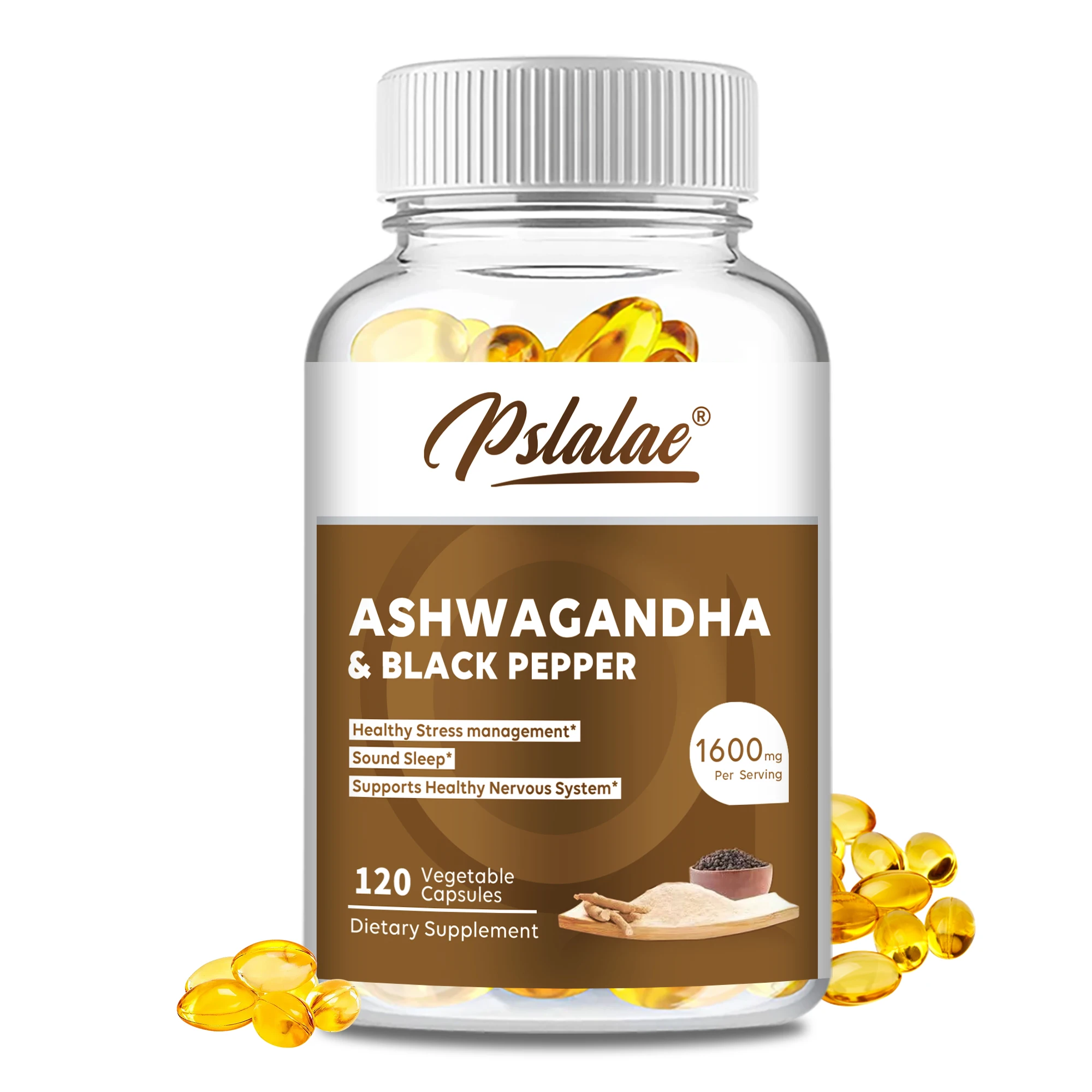 Ashwagandha 1600mg - Helps Relieve Stress, Focus, Brain Health, Improving Sleep, Enhancing Immunity - 120 Capsules