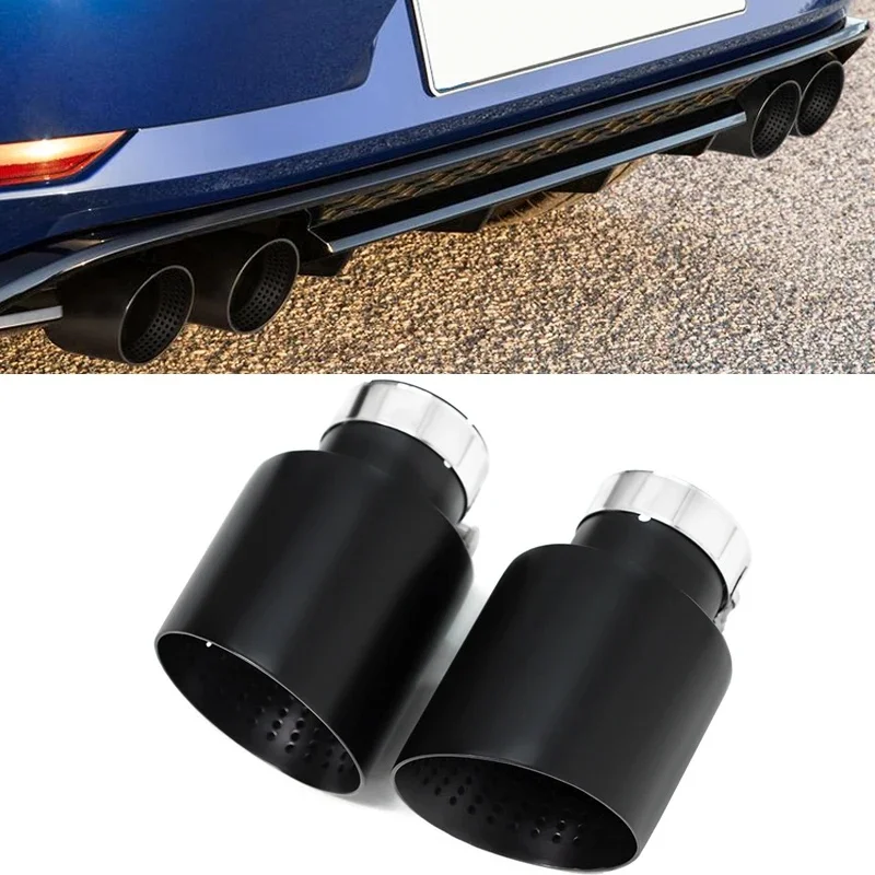 Embout de silencieux de voiture en acier inoxydable noir mat, 1 pièce, système de tuyau d'échappement universel pour VW GTI MK7 Golf 7, buse d'échappement
