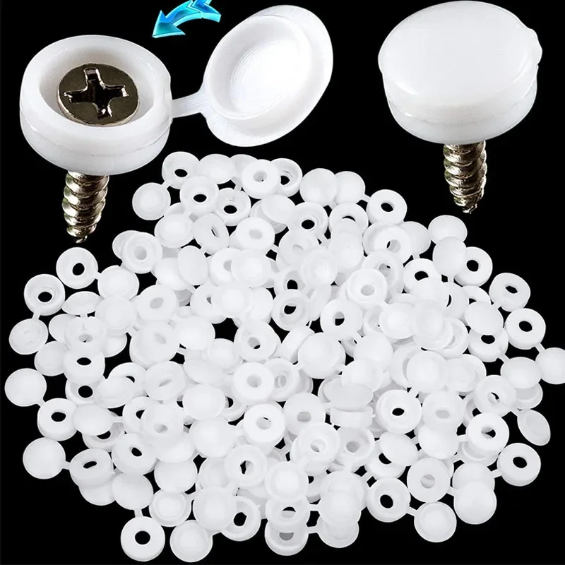 Couvercle de bouchon à vis en plastique à charnière blanche, bouton de protection pliable pour meubles de voiture, écrous décoratifs, quincaillerie de boulons