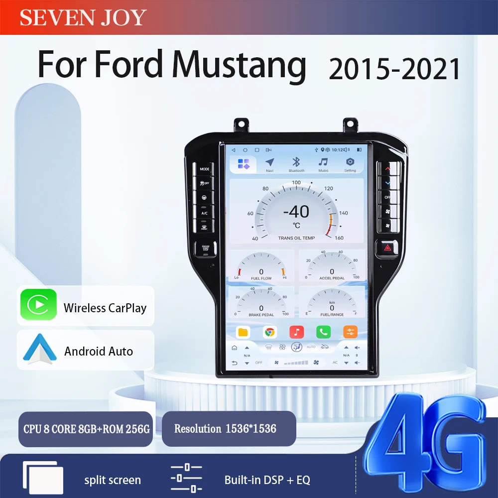 

14.5"HD LCD Android Car Radio For Ford Mustang 2015-2021 Multimedia Player CarPlay, Android Auto, GPS Navigation, Bluetooth5.0