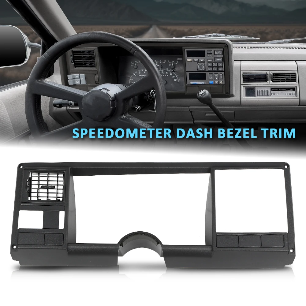 

Crossdesign Car Dash Bezel Trim Fit for 1988-1994 Chevrolet Chevy Silverado Gmc Sierra Truck Black Speedometer Black Plastic