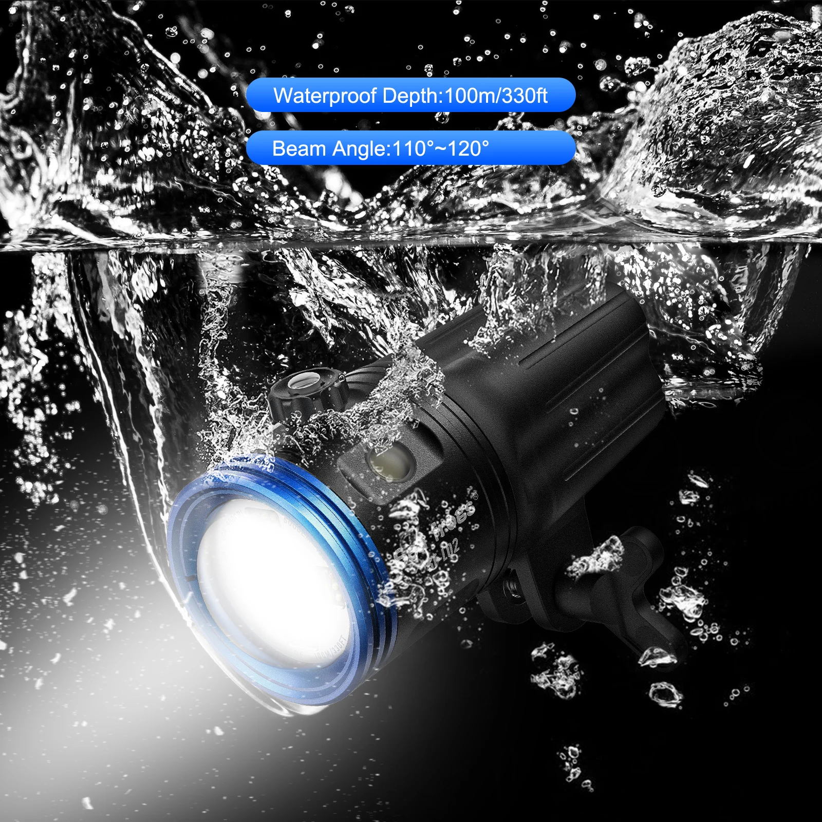 Seafrogs 5000LM Flash Light For Camera 4 Modes 9 Colors For Photography Lighting With LED Display Waterproof Underwater Light