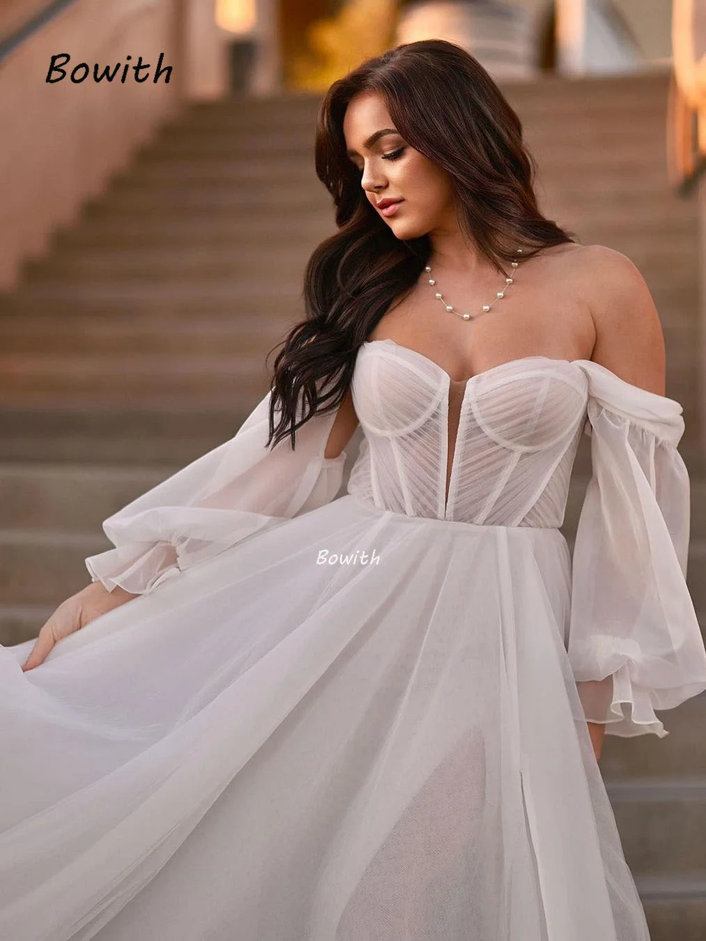 

Boho Wedding Dress 2022 Simple Long Sleeve Bridal Dress with Long Train for Wedding Gown for Church Lace vestidos de gala