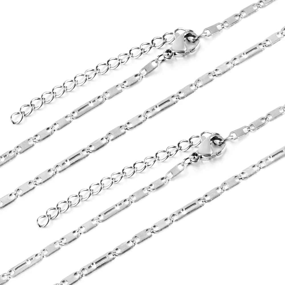 ASON 2MM Solid Link Chain Collier for Man/Women Surgical Steel Non Fade Silver/Gold Color