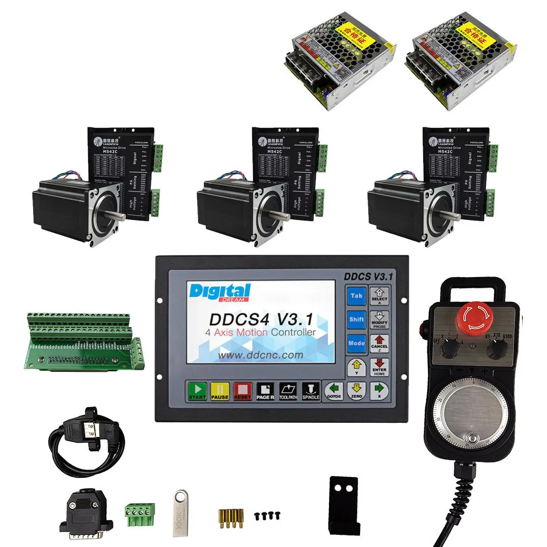 cnc kit ddcsv3.1 3/4-axis motion control system Nema 23/57 driver and motor  Leadshine motor driver kit