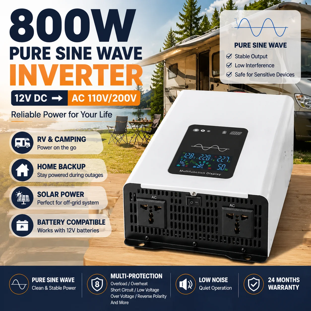 Inverter Pure Sine Wave 60Hz 120V 3000W - 1600W 2600W 3000W Pure Sine Wave