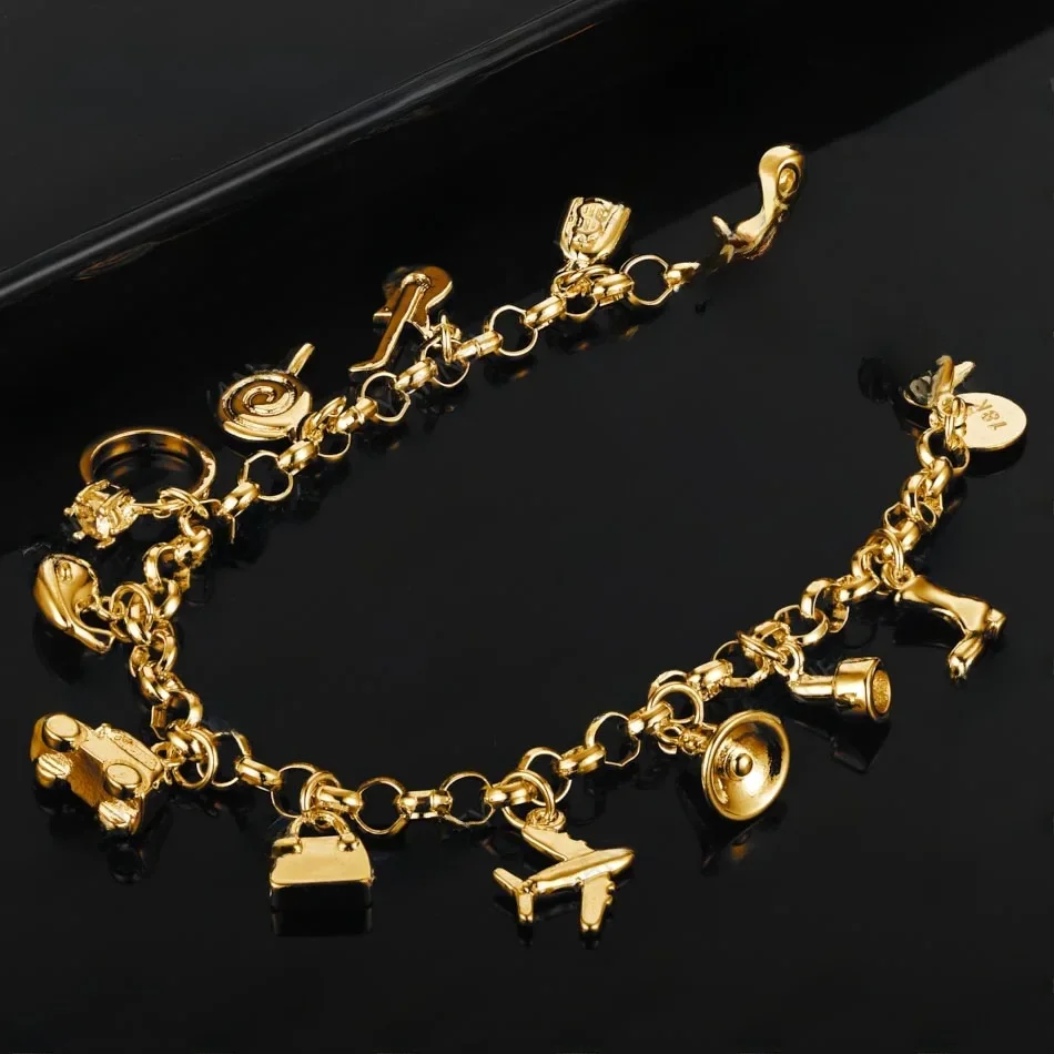 925 Sterling Silver 18K Gold 8 Inches Fine Pendant Bracelet For Women Fashion Wedding Charm Biżuteria Akcesoria Hurtownia — zdjęcie 2