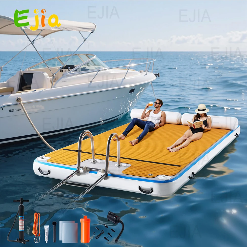 

4m Inflatable Floating Dock Water Floating Dock Mat with Non-Slip EVA Surface Inflatable Swim Platform Dock For Lake Pool Beach