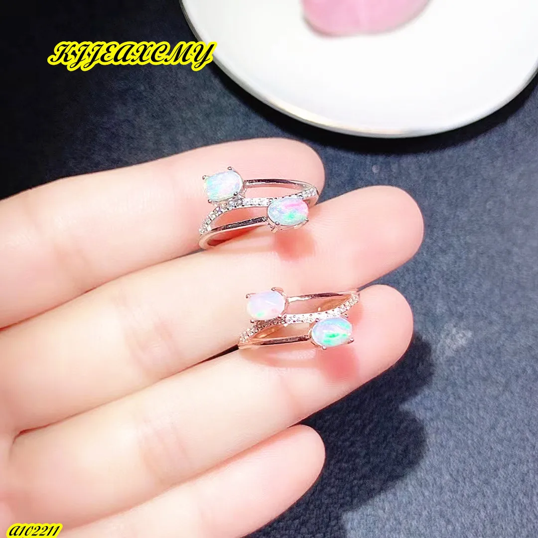 

Boutique Jewelry 925 Sterling Silver Natural Gem Opal Women's Ring Girls' Party Gift New Year Lost Valentine's Festive Christmas