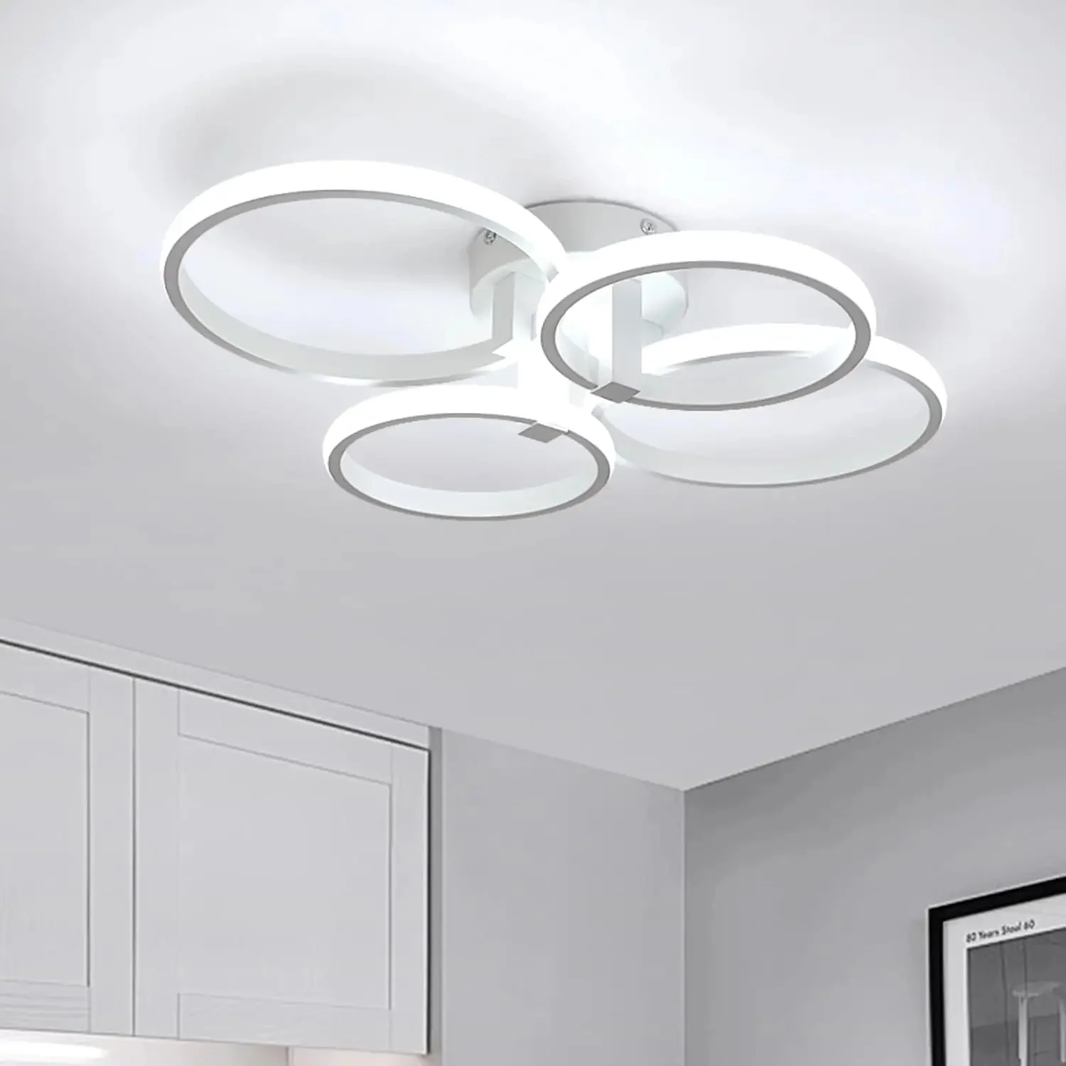 Modern LED Ceiling Light,5400LM 48W Round Ceiling Lamp,White Acrylic Metal Ceiling Light for Living Room,Bedroom,6500K