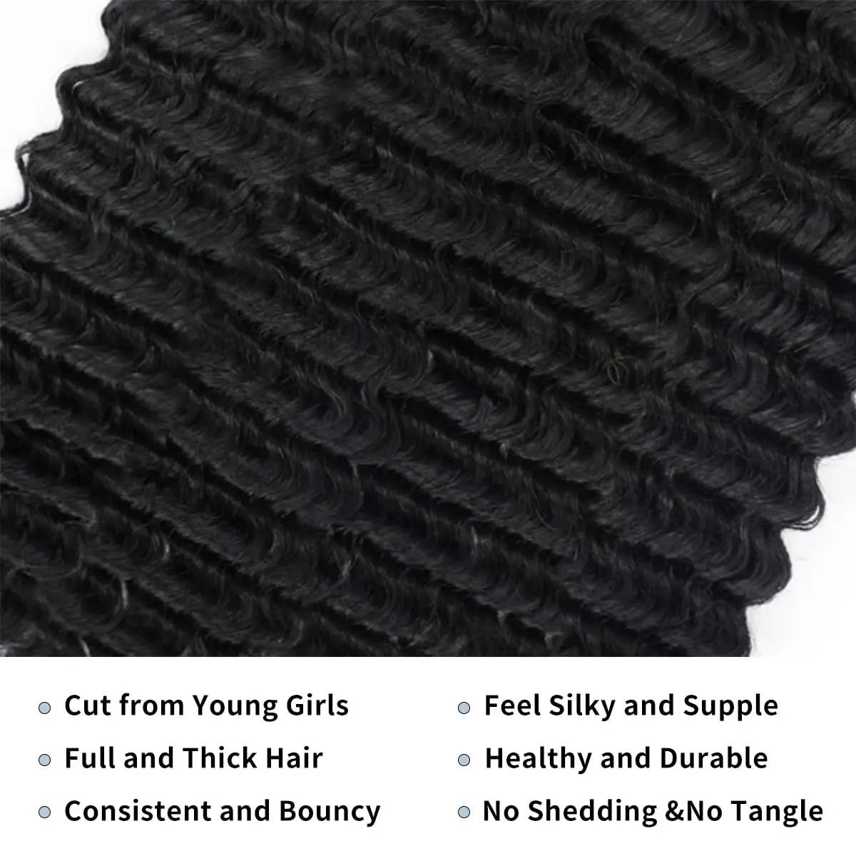 ディープウェーブ人毛1～3束 ブラジル産ディープウェーブヘア束 100%未処理バージンレミーヘア ナチュラルカラー 黒人女性向け