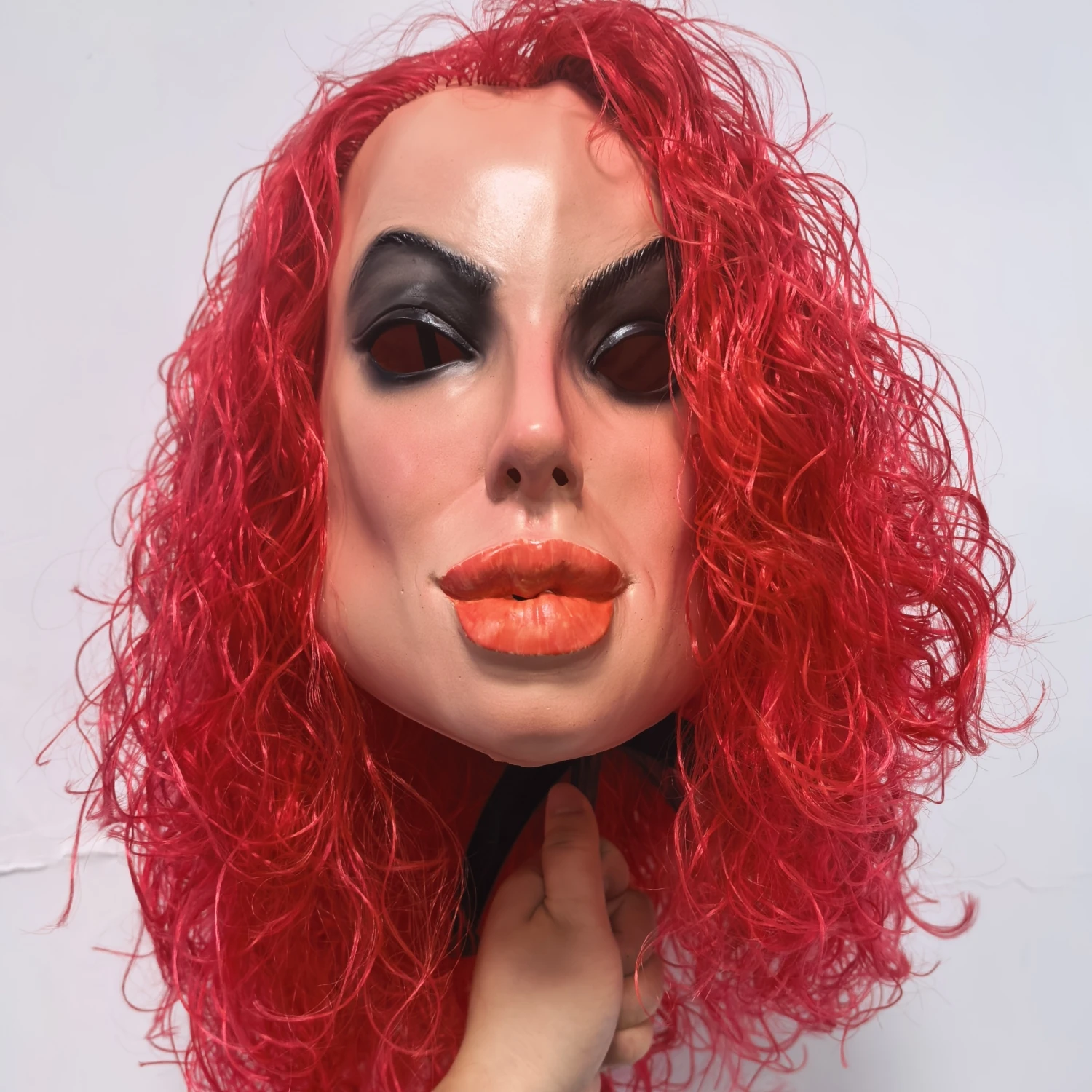 Unisxe Sexy Angelina Human Face Celebrity Mask Famous Actress Rubber Latex Realistic Young Girl Party Prop with Wig Accessory