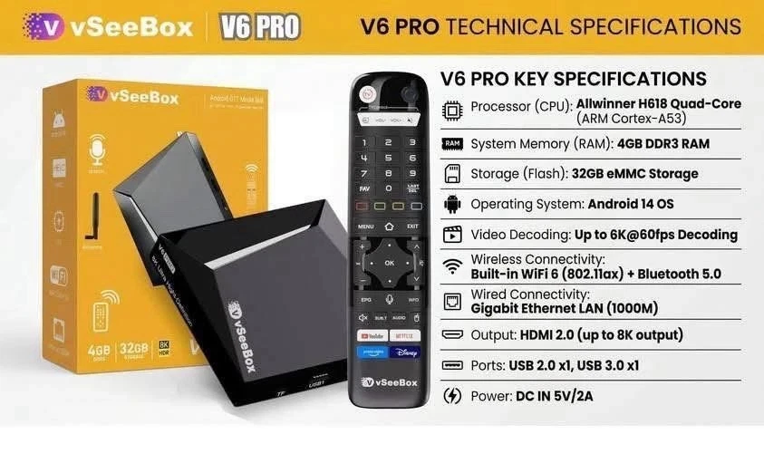 vSeeBox V6 Pro Box - 10 YR Warranty Free Shipping - Authorized Dealer