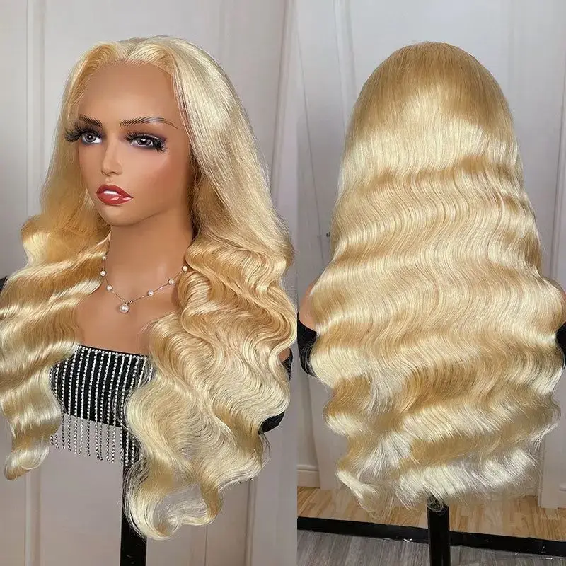 Loira do laço frontal peruca com cabelo do bebê, onda do corpo, cabelo humano perucas, 26 em, 28 em, 30 em, 613