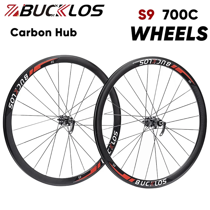 

BUCKLOS 700C Road Bike Wheels Carbon Hub Aluminum Alloy Rim Wheelset Disc Brake​ for Shimano HG 8-11S Wheel Set Cycling Parts