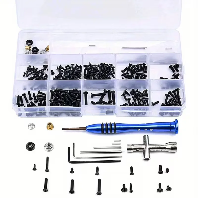 316pcs RC Car Tool Kit Set with M2 M2.5 M3 Screws, Nut, Wrench - Repair Supplies for WLtoys 1/14 144001 RC Car Accessories