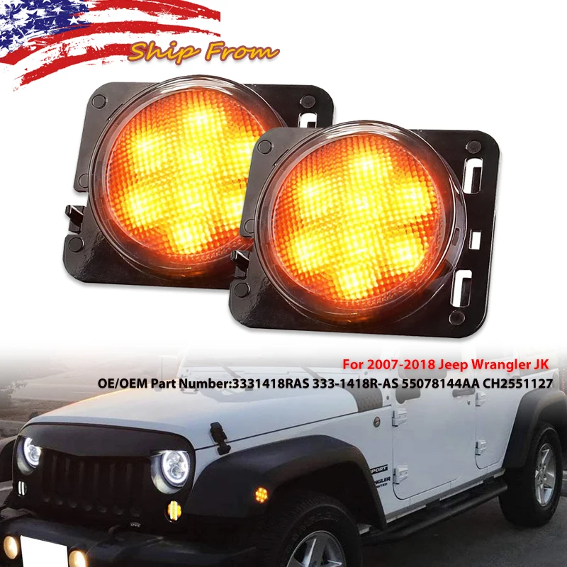 

Car Front Side Marker Indicator Lights LED Turn Signal Lights For Jeep Wrangler JK / JK Unlimited 2007-2018 Fender Flare Lamps