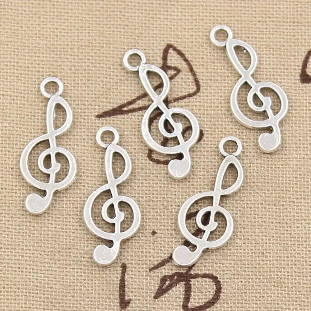 30 sztuk Charms nuta 26x10mm antyczny brąz kolor srebrny wisiorki dokonywanie DIY Handmade tybetański brąz kolor srebrny biżuteria — zdjęcie 2