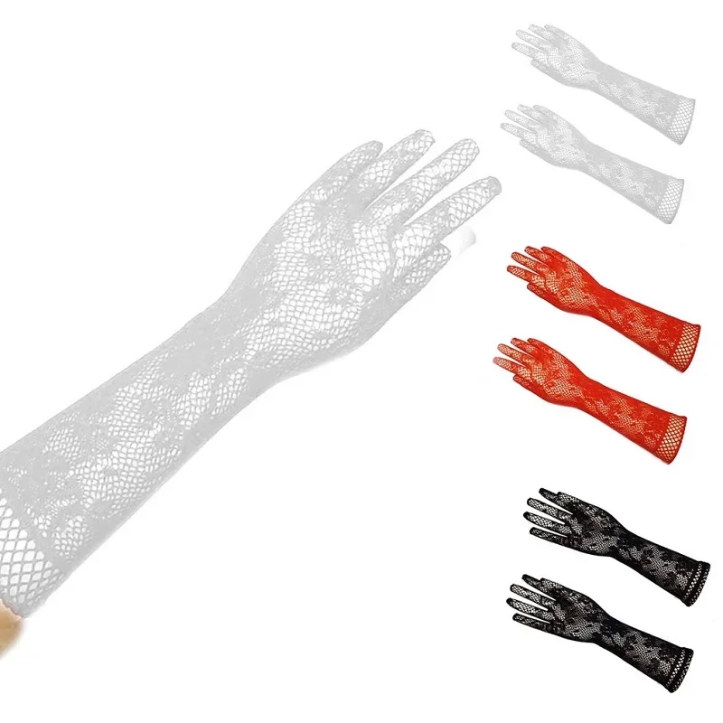 AliExpress SHESALOE Elegant Women Ultra-thin Long Summer Driving Cycling Sexy Red Sunscreen Gloves Female Anti-UV