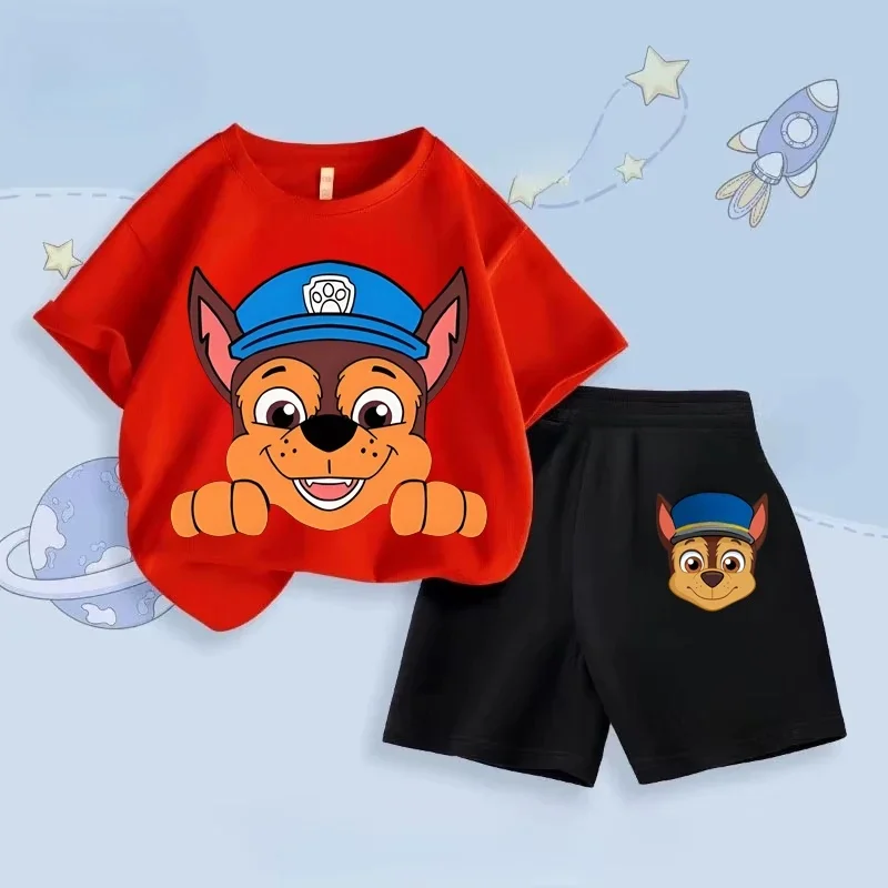 PAW Patrol – ensemble de T-shirts pour enfants, Short d'été à manches courtes, deux pièces, tenues pour enfants, vêtements décontractés respirants