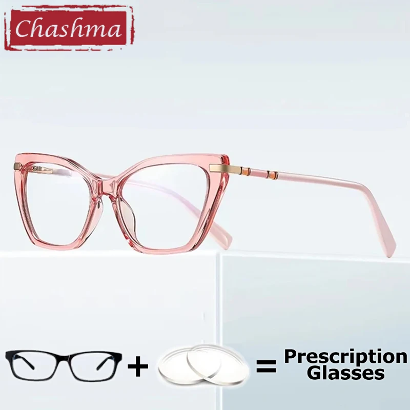 Chashma Prescription Glasses Women Cat Eye Eyeglasses Frames Eyewear TR90 Spring Hinge Myopia Recipe Eyewear Reading Spectacles
