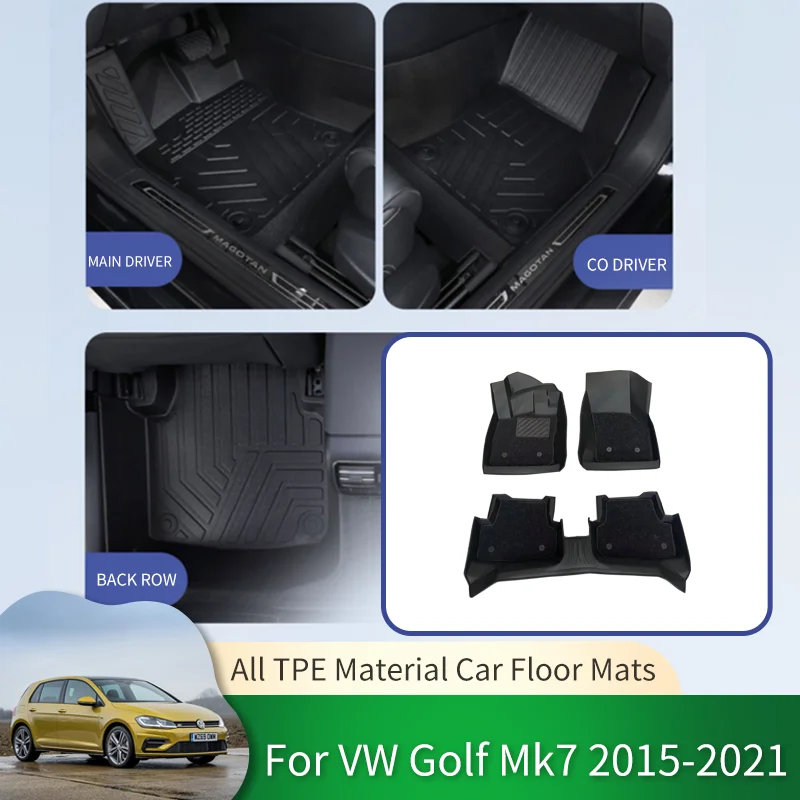 Car Waterproof Non-slip Floor Mats Full Surround Protective Liner Foot Pads Carpet for VW Volkswagen Golf 7 7.5 Mk7 2015~2021