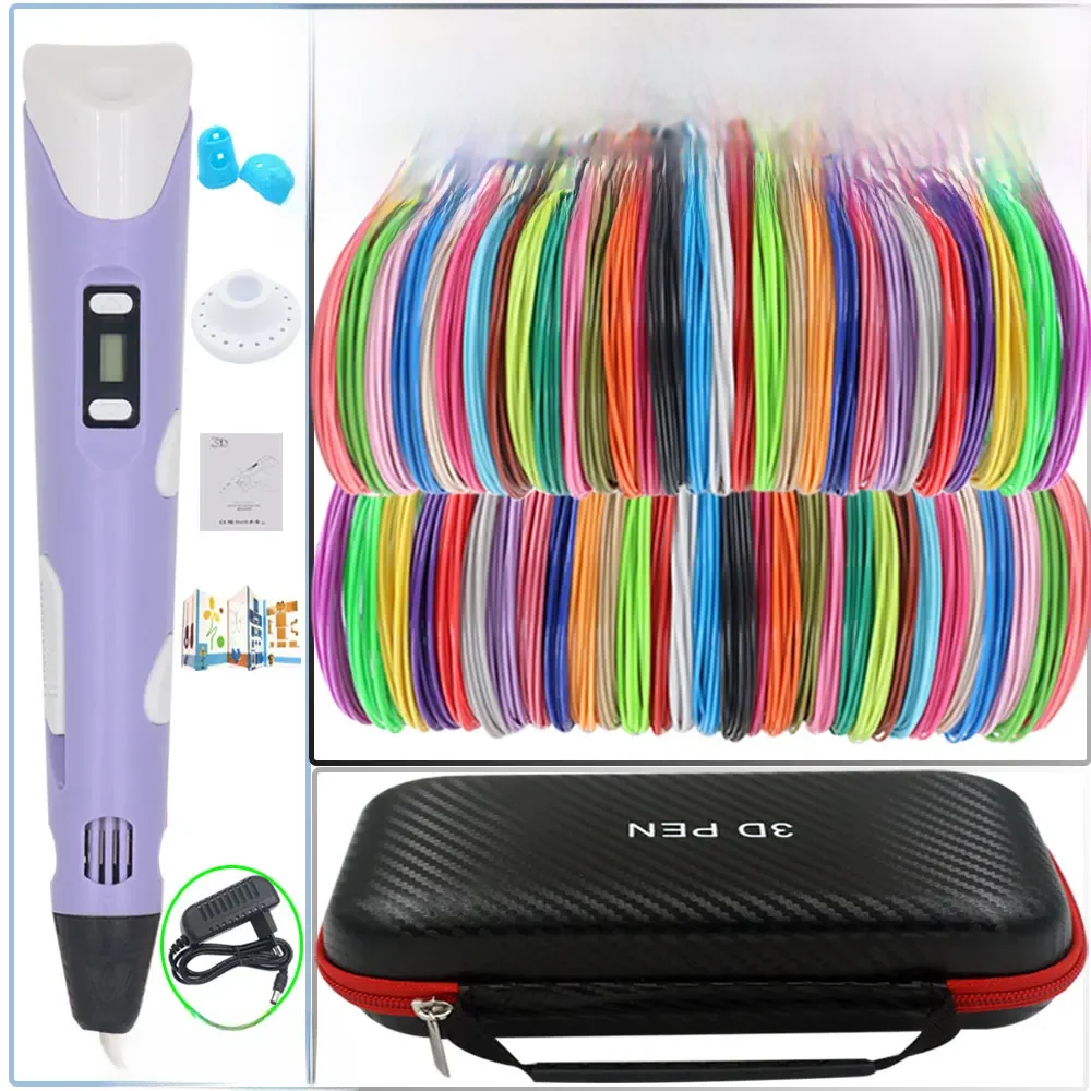 Długopis 3D dla dzieci Długopis do rysowania 3D z ekranem LCD Zasilacz 200M PLA Filament Zabawka dla dzieci Boże Narodzenie Urodziny DIY Prezent — zdjęcie produktu 7