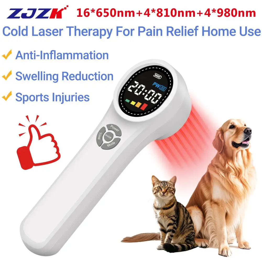 ZJZK 1760mw Cold Laser Therapy Near Me 810nmx4diodes+980nmx4diodes Red Light Laser 660nmx16diodes Rheumatoid Arthritis Bursitis