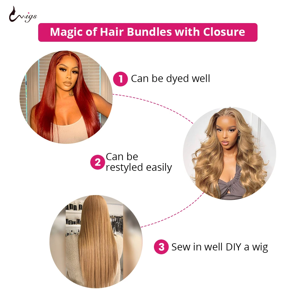 #27 Honey Blonde Bundles with 13x4 Frontal Highlight Bone Straight Bundles with Closure 5x5 Transparent Ombre Colored Human Hair