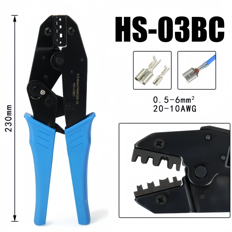 Crimping Pliers HS-03BC 0.5-6.0mm ² 20-10AWG Multi Hand Tools Insulation Ring & Spade Crimping Terminals