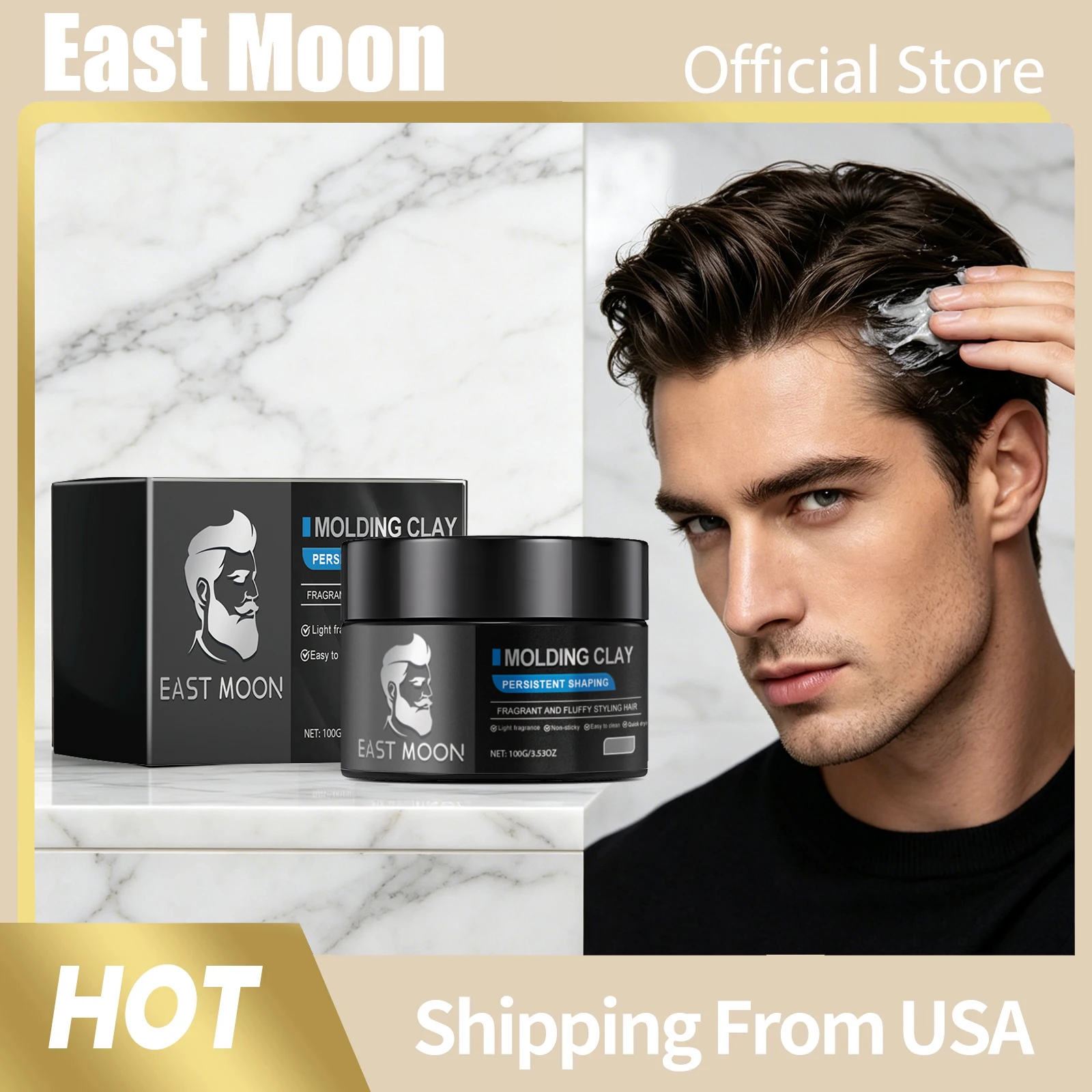

Men Hair Styling Wax Strong Hold Persistent Shaping Fluffy Fragrant Non-Greasy Molding Clay Refreshing Daily Hair Shaping Cream