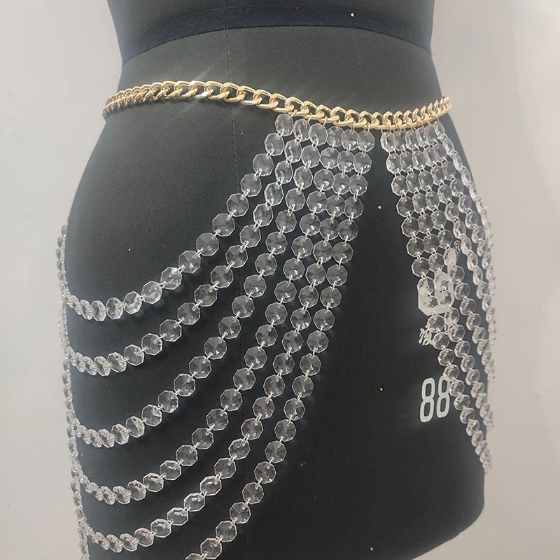 Winter Girlish Trendy Waist Chain Pink Stylish Body Jewelry Women\'s Fashionable Multilayered Accessories
