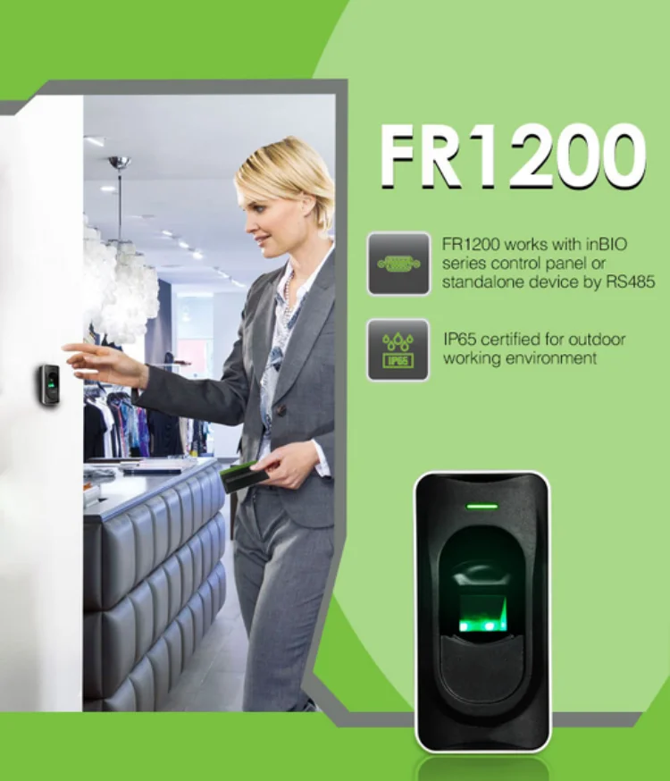 Picture 3: FR1200 Biometric Fingerprint Reader with RS485, IP65 Waterproof, for inBIO Controller & Standalone Access Control Systems