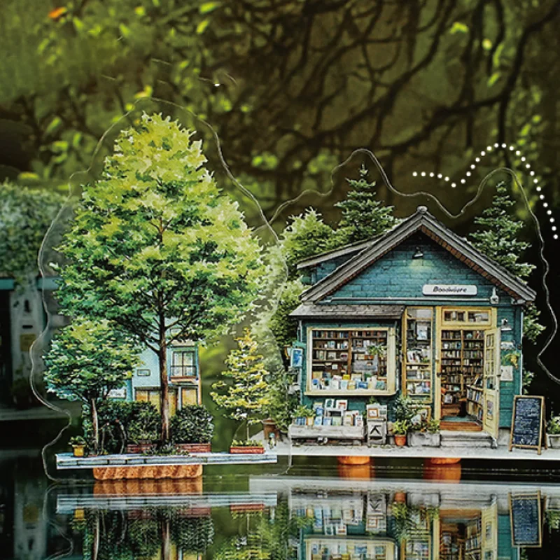 

Оптовая продажа, городская архитектура, пейзажные наклейки, 15 фотографий/компл., здания зеленого дерева, наклейки для домашних животных, украшения для дома, 6 компл.