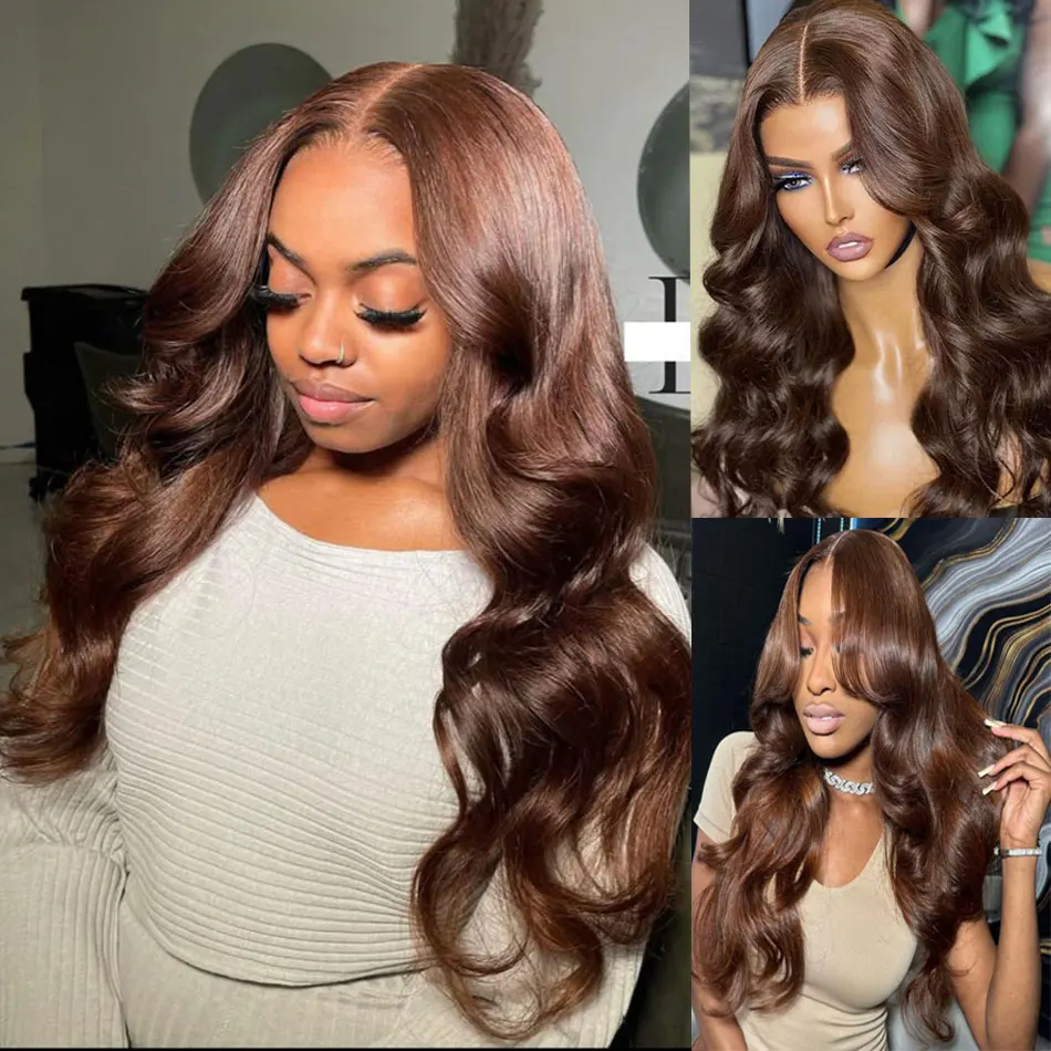 

Chocolate Brown Lace Front Wigs Body Wave 13x6 hd Lace Frontal Wig Pre Plucked Brazilian 30inch Brown Human Hair Wig Colored Wig