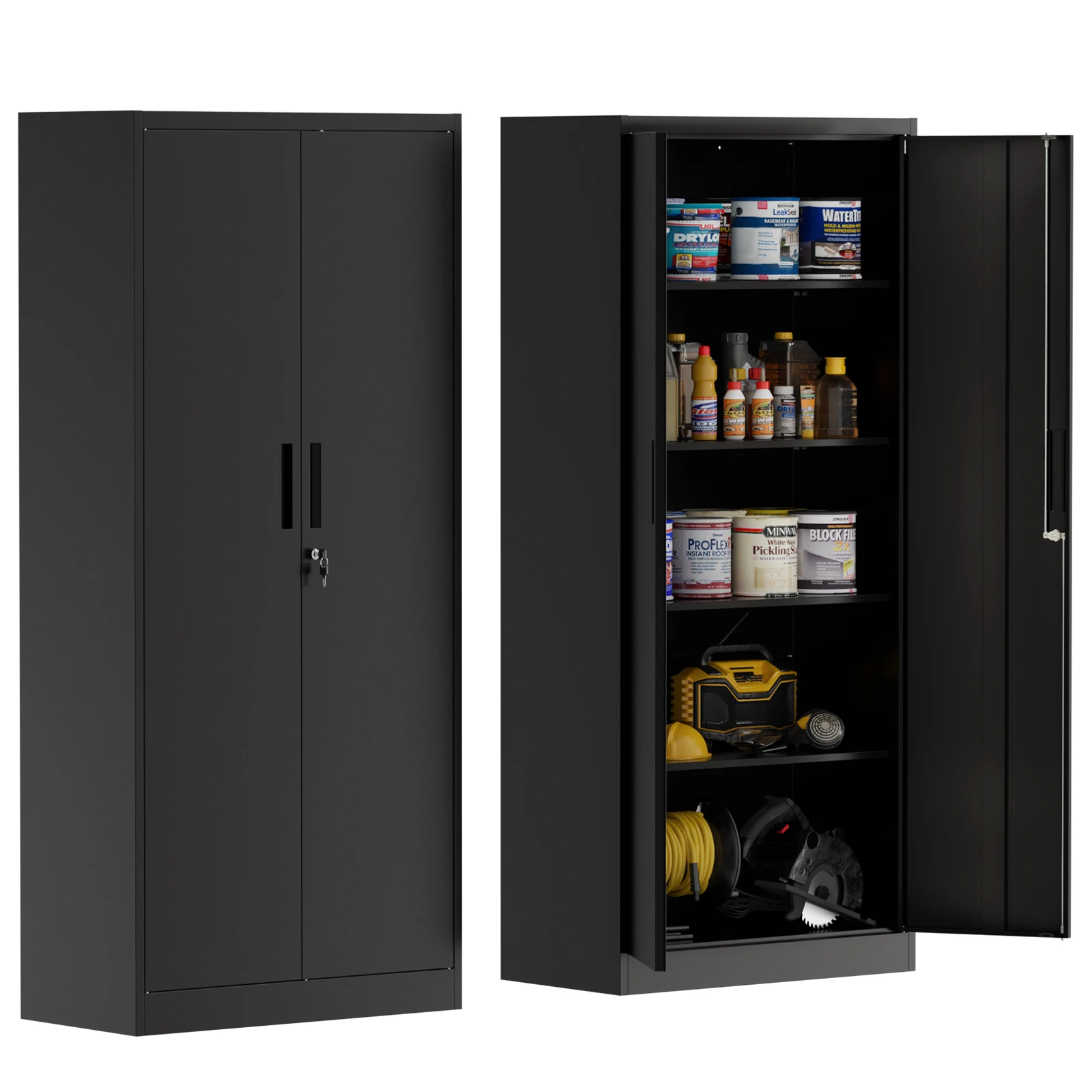 Metal File Cabinet with Lock Heavy Duty Adjustable Storage Shelves Garage Storage Cabinet for Home Office Workshop