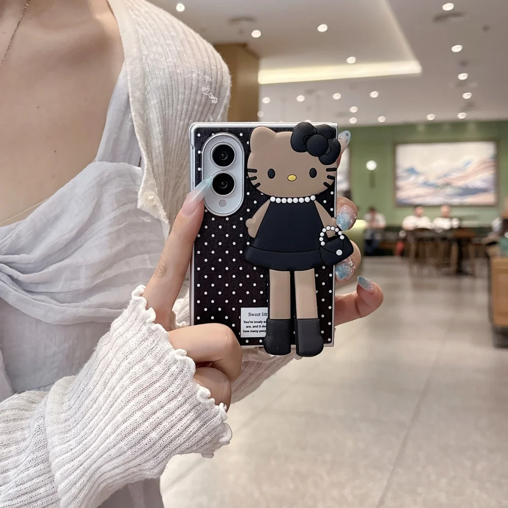 New Kawaii 3D Cartoon Character Polka Dot Phone Case for Samsung Galaxy Z Fold 8 Z Fold 8 Ultra Z Fold 7 with Cute Folding Stand