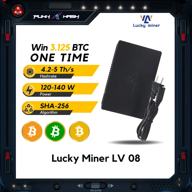 Brand New Bitcoin miners lucky Miner lv08 crypto Solo miners BTC miner BCH WIFI 4TH/S Bitcoin Lottery Machine One-year warranty