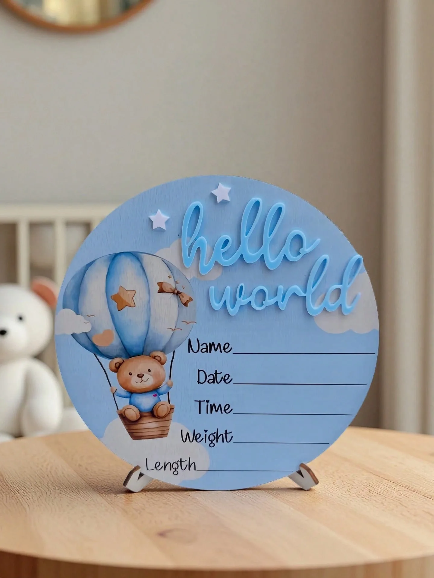 Baby Bear Hot Air Balloon Memorial Plaque Newborn Photography Prop Popular Gift for Expectant Mothers And New Families - view 4