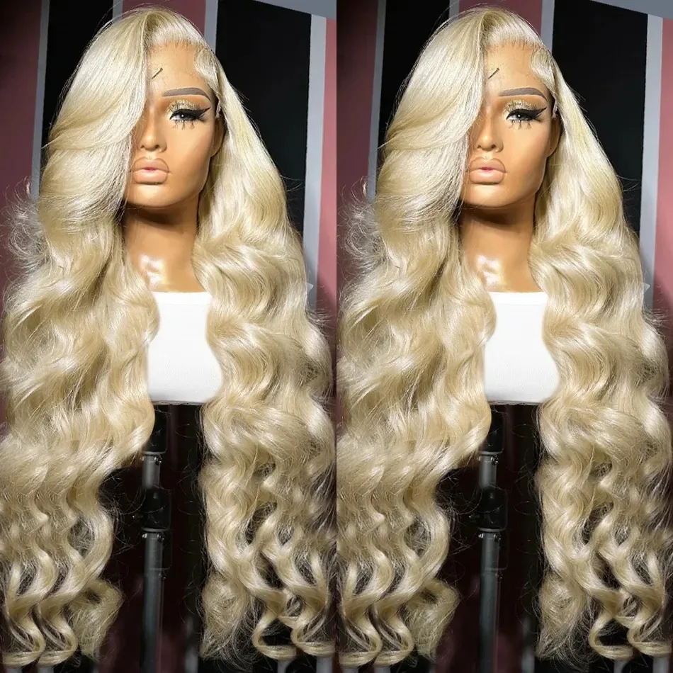 YKB 613 HD Lace Frontal Wig 13x6 Glueless Body Wave Human Hair Wigs 30 Inch Honey Blonde Colored 13x4 Full Water Wave For Women