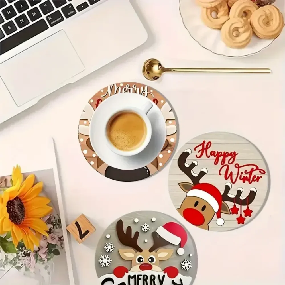 مجموعة ساحرة مكونة من 6 قطع من قواعد الوقايات الخشبية لعيد الميلاد، مناسبة للتصميم الدائري، مقاومة للحرارة ومضادة للانزلاق - مثالية للمنزل #5