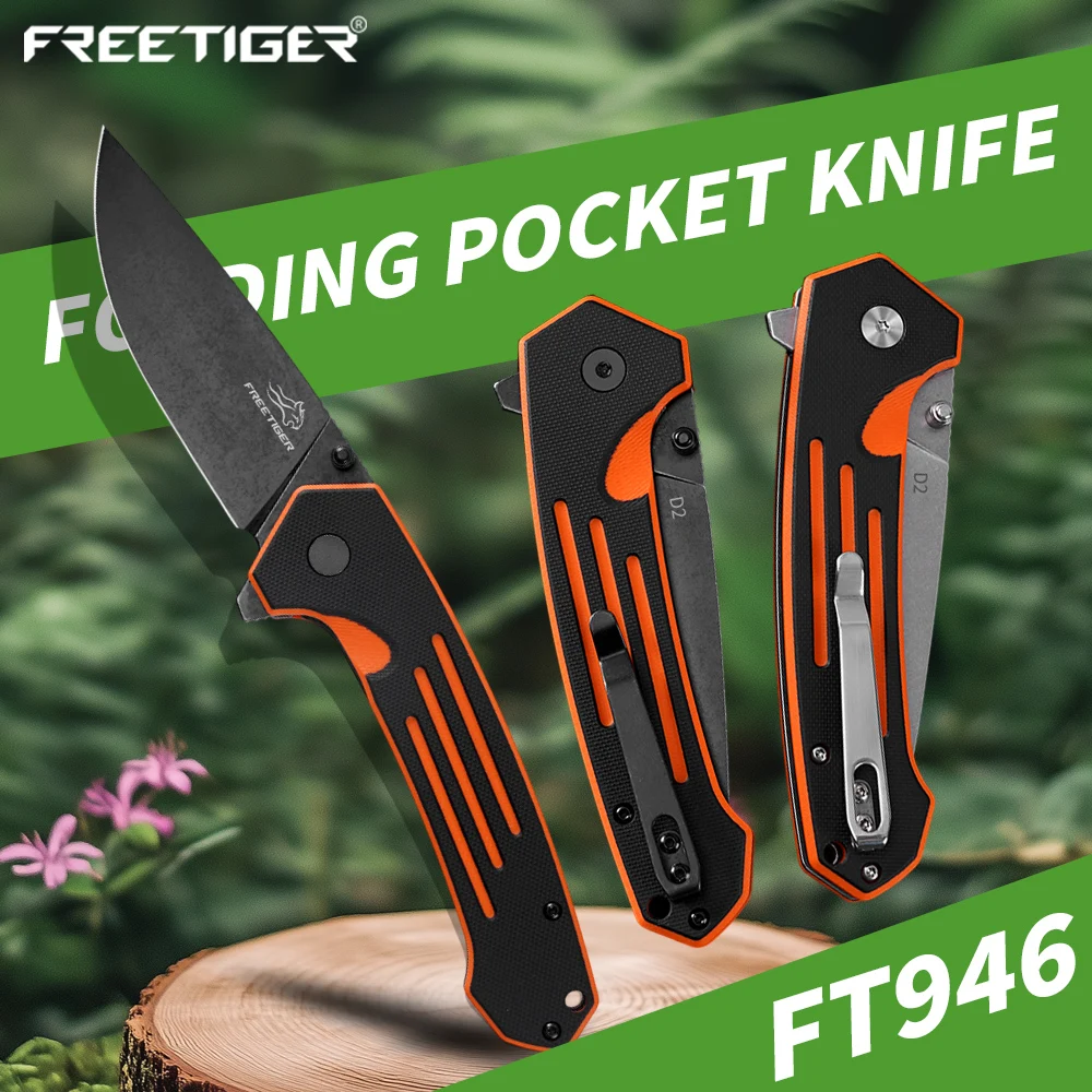 

Складной нож FREETIGER FT946 EDC с лезвием D2 для активного отдыха, кемпинга, выживания, охоты, карманный нож, ручной инструмент, маленький карманный нож